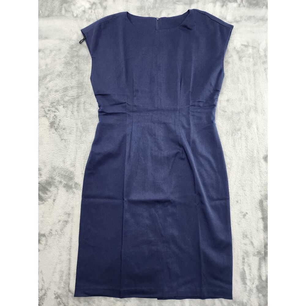 Vintage Jeffery & Dara Dress Womens 5/6 Blue Pencil Sheath Cap Sleeve Preppy